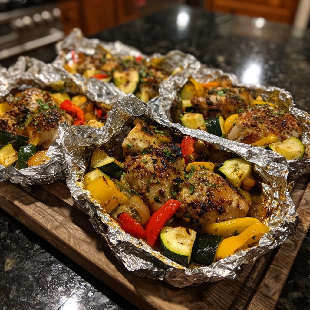 Baked Chicken And Veggie Foil Packs