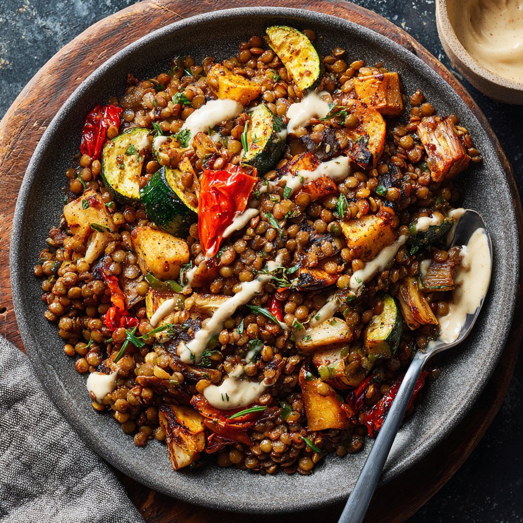 Healthy Dinner Mediterranean Lentil Plate