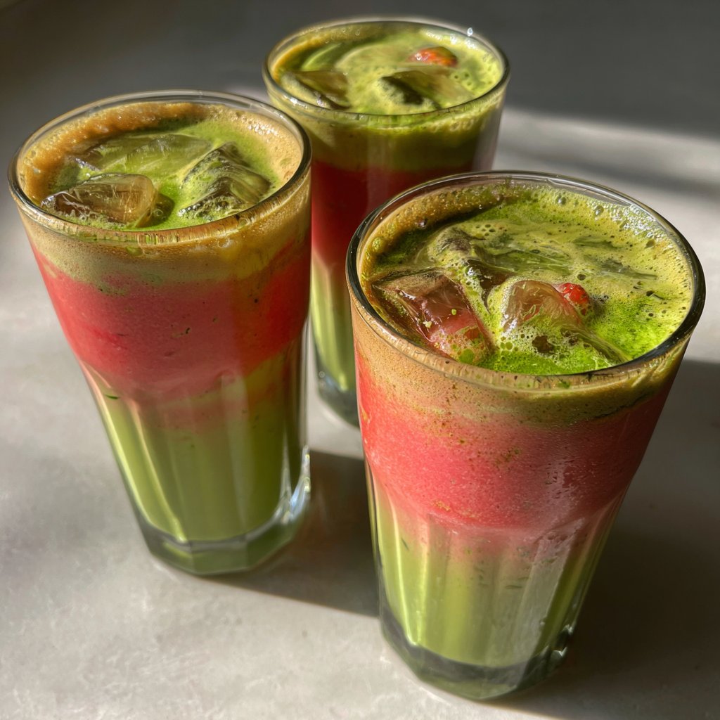 Iced Strawberry Matcha Latte At Home