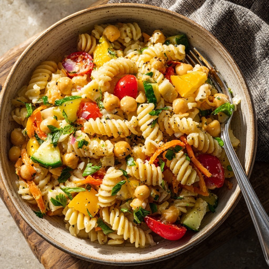 Healthy Lunch Lemon Chickpea Pasta Salad