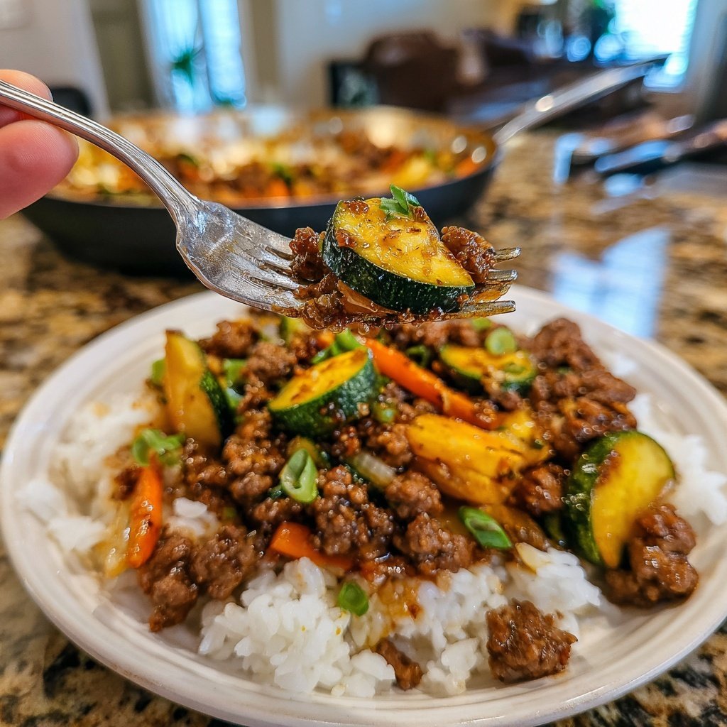 Quick Ground Beef Stir Fry With Rice