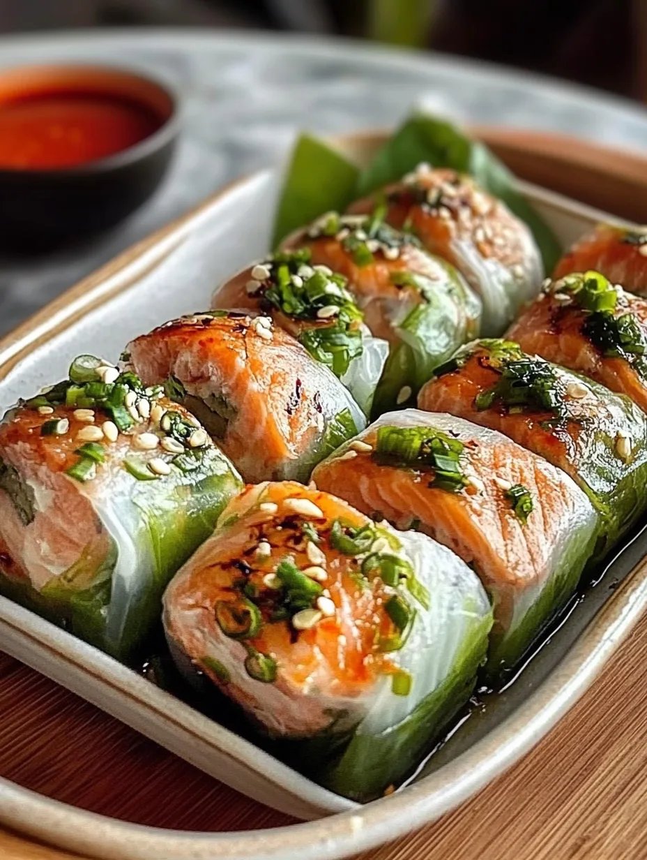Vietnamese Baked Salmon Spring Rolls