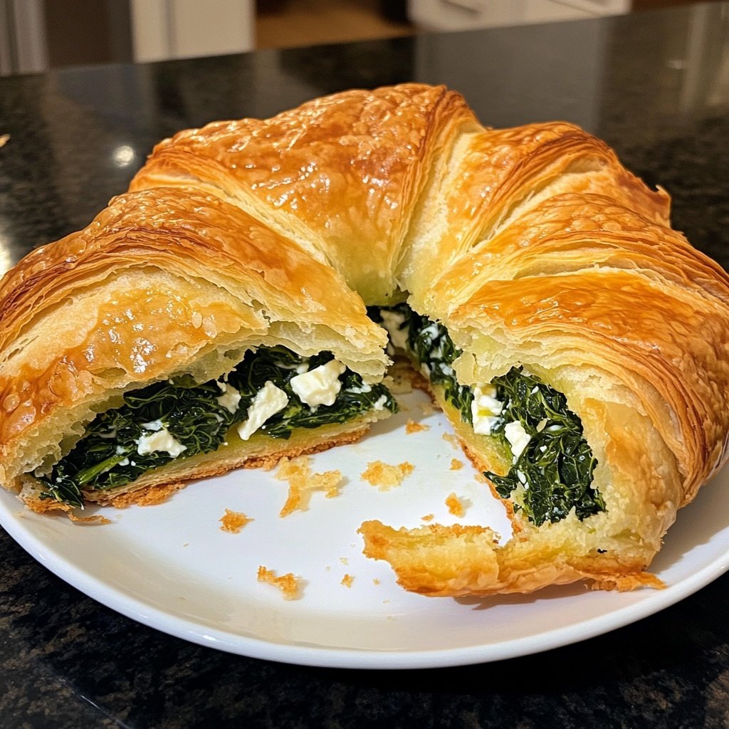 Healthy Spinach and Feta Croissant