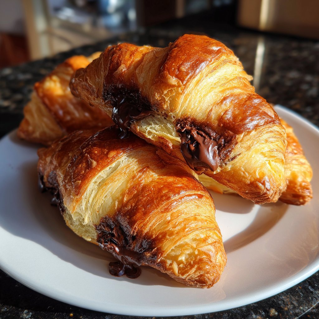 Valentines Breakfast Chocolate Croissants