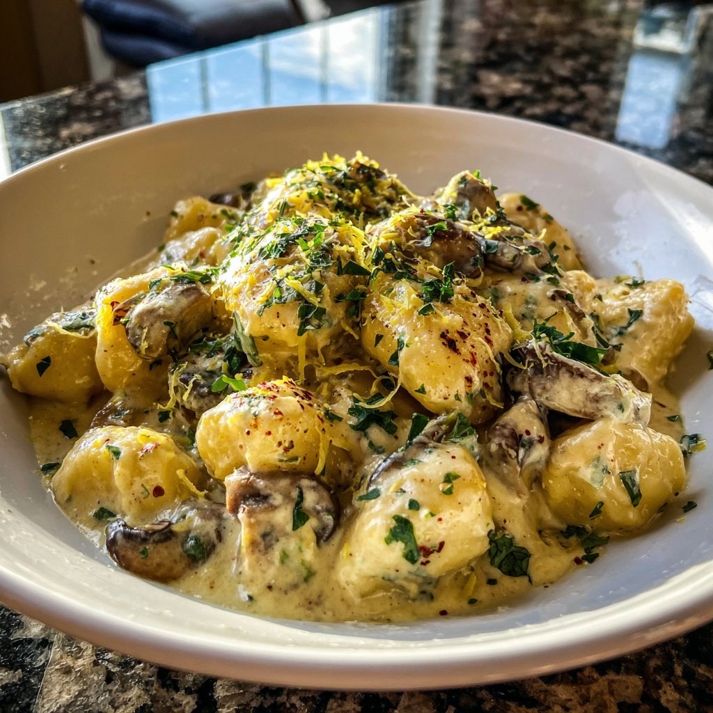 Romantic Lemon Mushroom Gnocchi